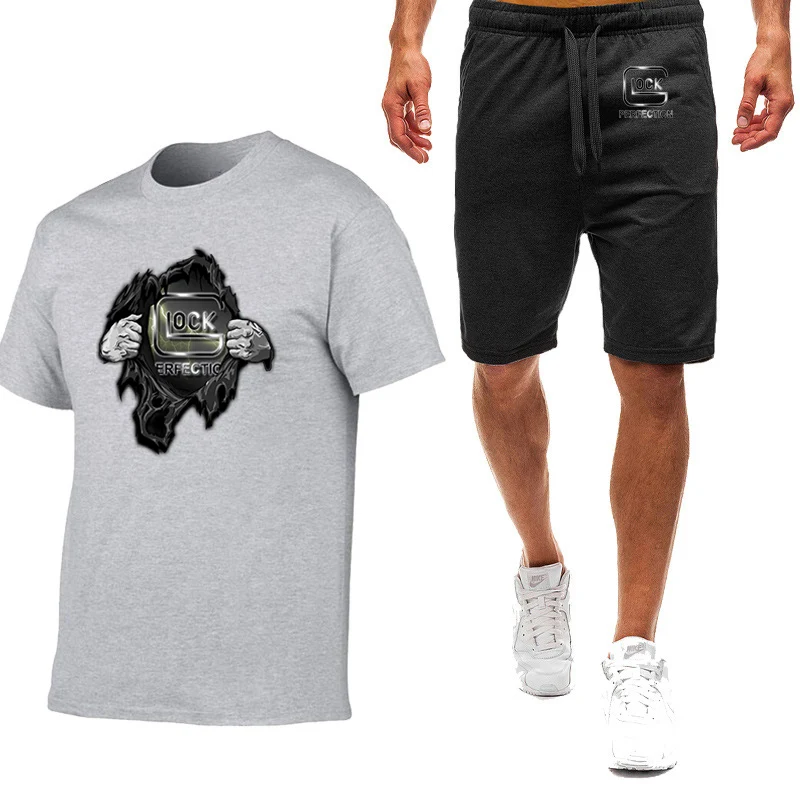 2023 Fashion Summer New Glock Perfect Shooting Printing Round Neck Short Sleeve+Casual Sweaters Nine-color suit