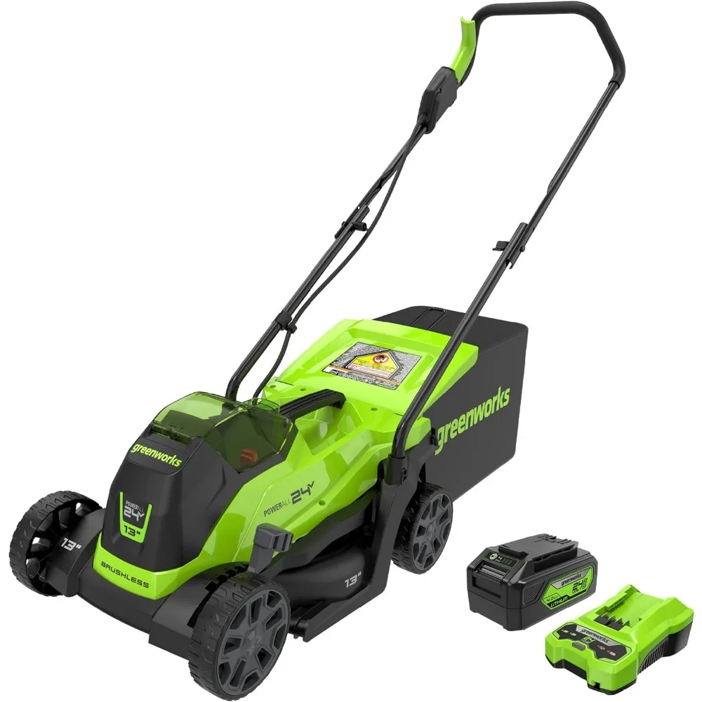 

Greenworks 24V 13" Brushless Cordless (Push) Lawn Mower, 4.0Ah Battery and Charger Included