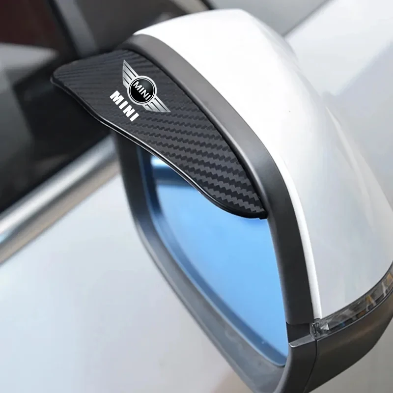 Carbon Fiber Car Rearview Mirror Eyebrow Rain Cover 2Pcs For BMW Mini Cooper R56 R50 R53 F56 R60 2011 2012 2013