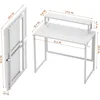 Small Folding Desk 31.5 Inch, Foldable Computer Desks with LED Lights and Monitor Stand, Work Portable Table 3