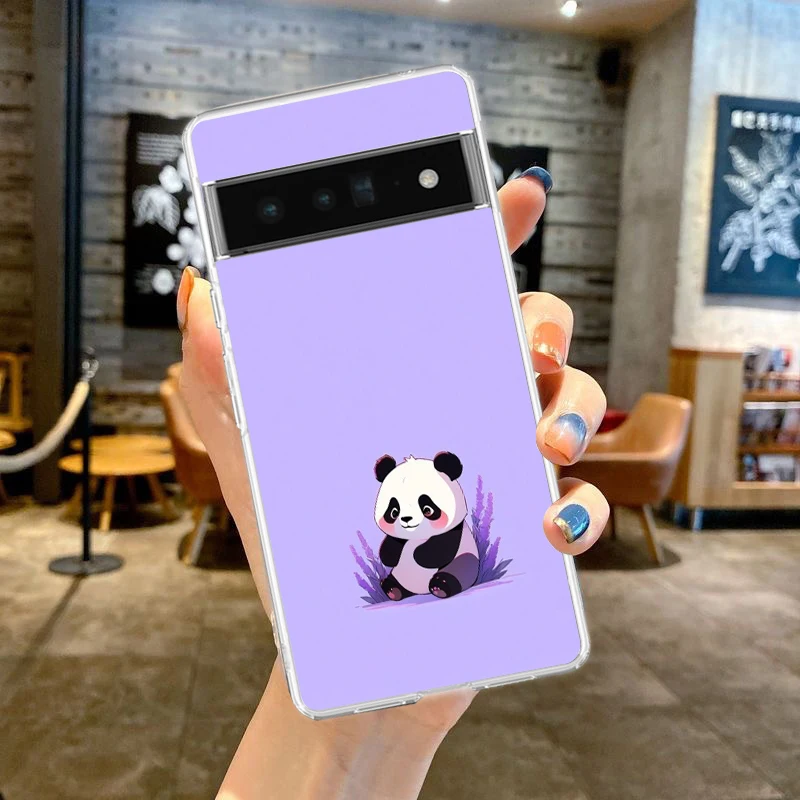 Clear TPU Phone Case with Cartoon Panda Design