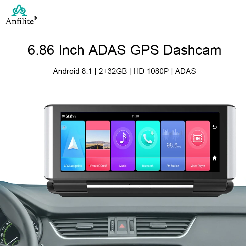 4G Vehicle GPS Navigation 7 Inch Android 8.1 Dual Lens Dash Cam Car DVR Rear Camera Recorder 24H Parking surveillance 2GB+32GB gps device for car