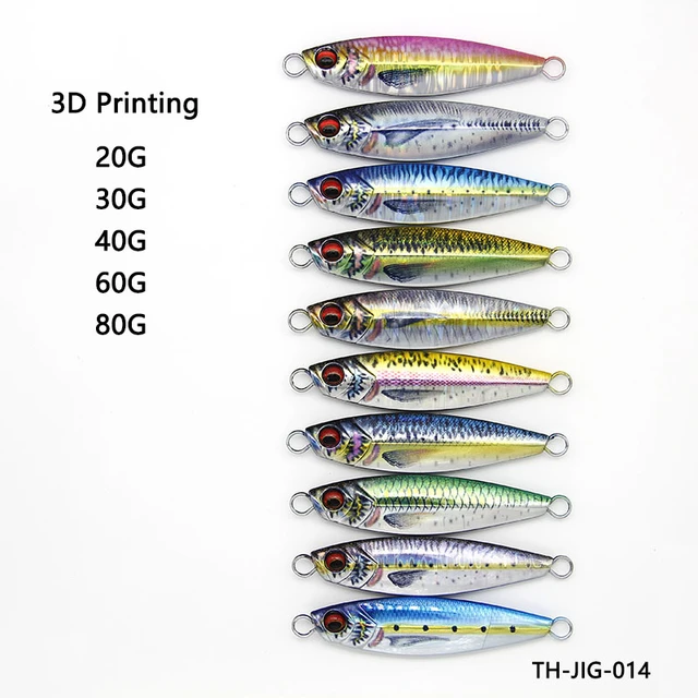 10pc 3D Printing IMA Fishing Lure 20g 30g 40g 60g 80g 6 Colors Metal Jig  Lure