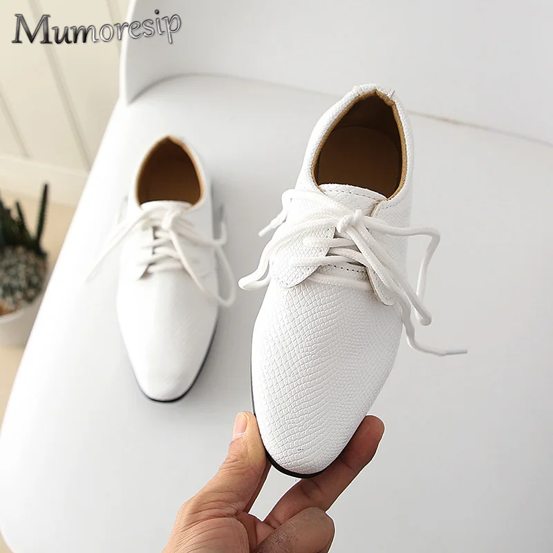 Mumoresip Children's Shoes Kids For Boys Casual Leather Flats With Shoelace Fashion Soft Wedding Party Show British | Мать и ребенок