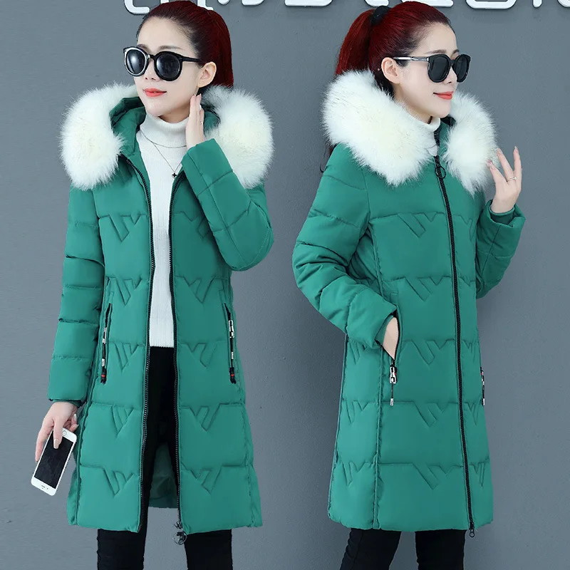 Cotton Jacket Women's Mid Length 2021 Winter Outfit New Korean Version Loose and Thickened Cotton Jacket Warm Large Wool Collar winter women cotton clothing 2021 new thick and warm mid length large fur collar temperament commuter korean down cotton jacket