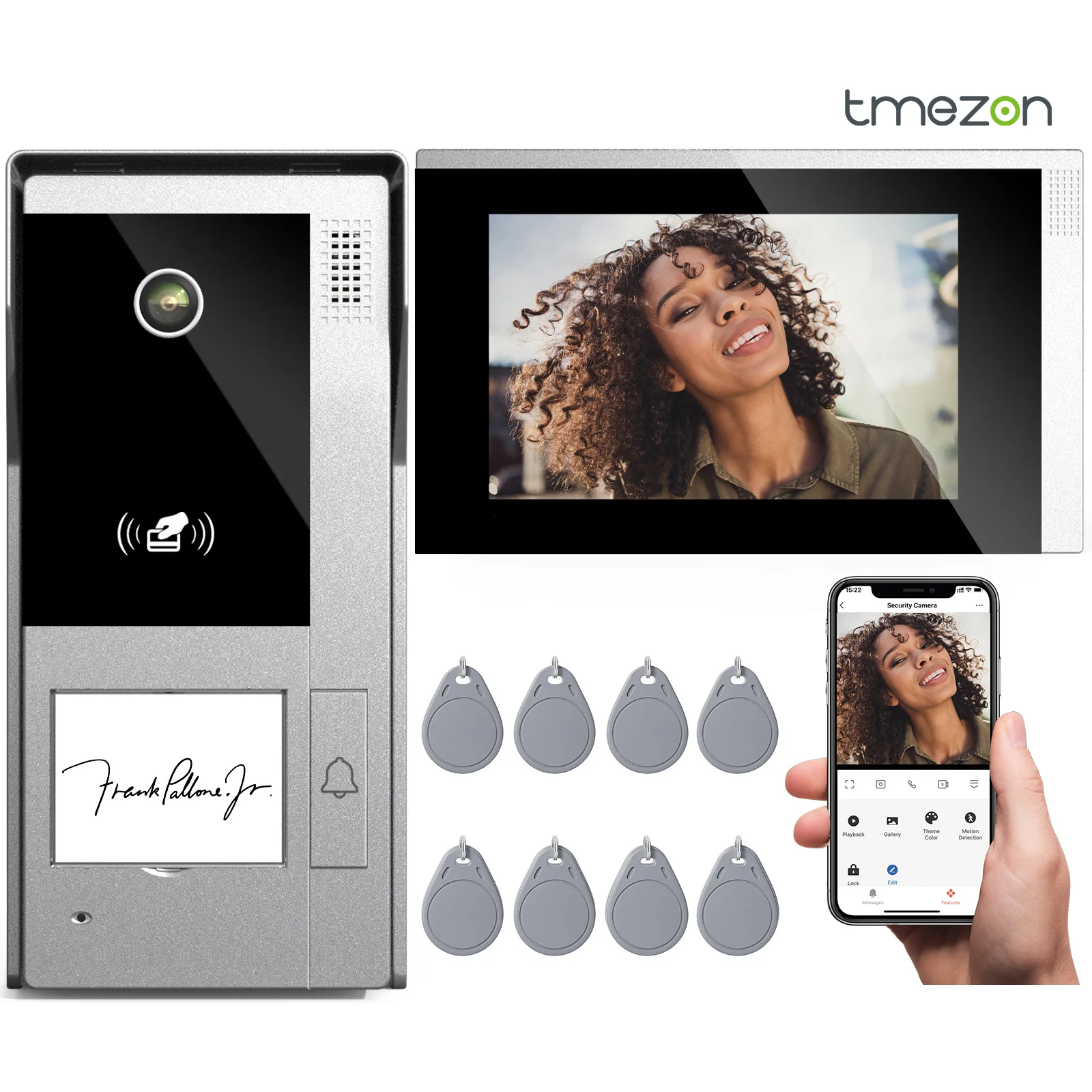 TMEZON-Visiophone intelligent avec sonnette filaire, écran tactile de balayage de carte, système d'interphone vidéo avec Wi-Fi, application Tuya, 1080P, 7 pouces