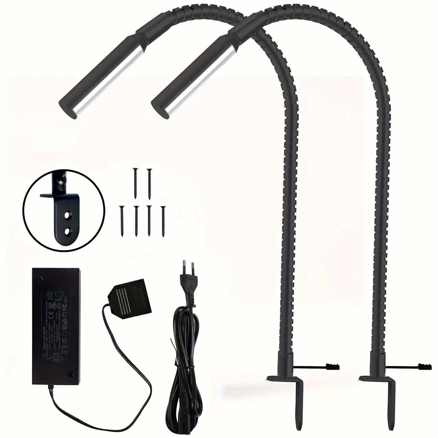 2 יחידות מנורת קריאה LED עם פונקציית כיווץ, תאורת LED עם מנורת מגע מנורת מיטה מנורת ספרייה, תאורת קריאה למיטה