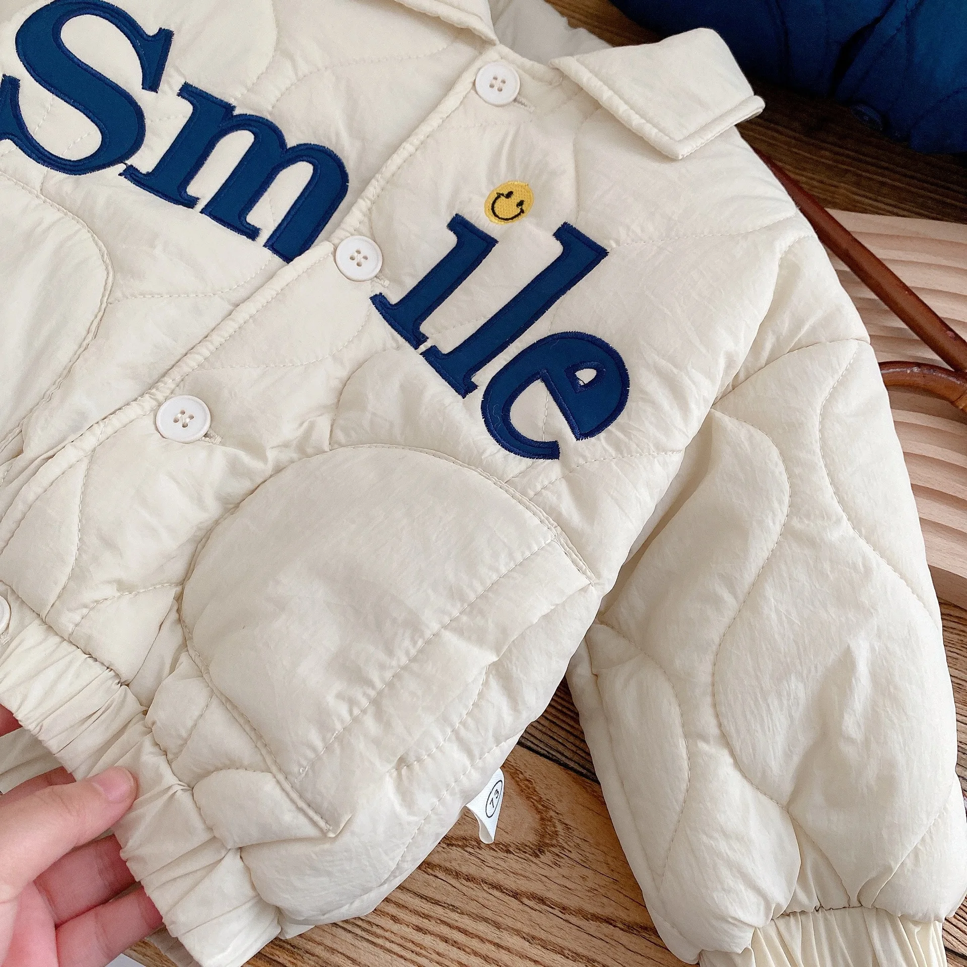 Children Jackets Winter Children's Clothing Baby Boys Smile Jacket Coats Kids Cotton Clothes Toddler Girls Lapel Outerwear Embroidery Tops 0-6Yrs