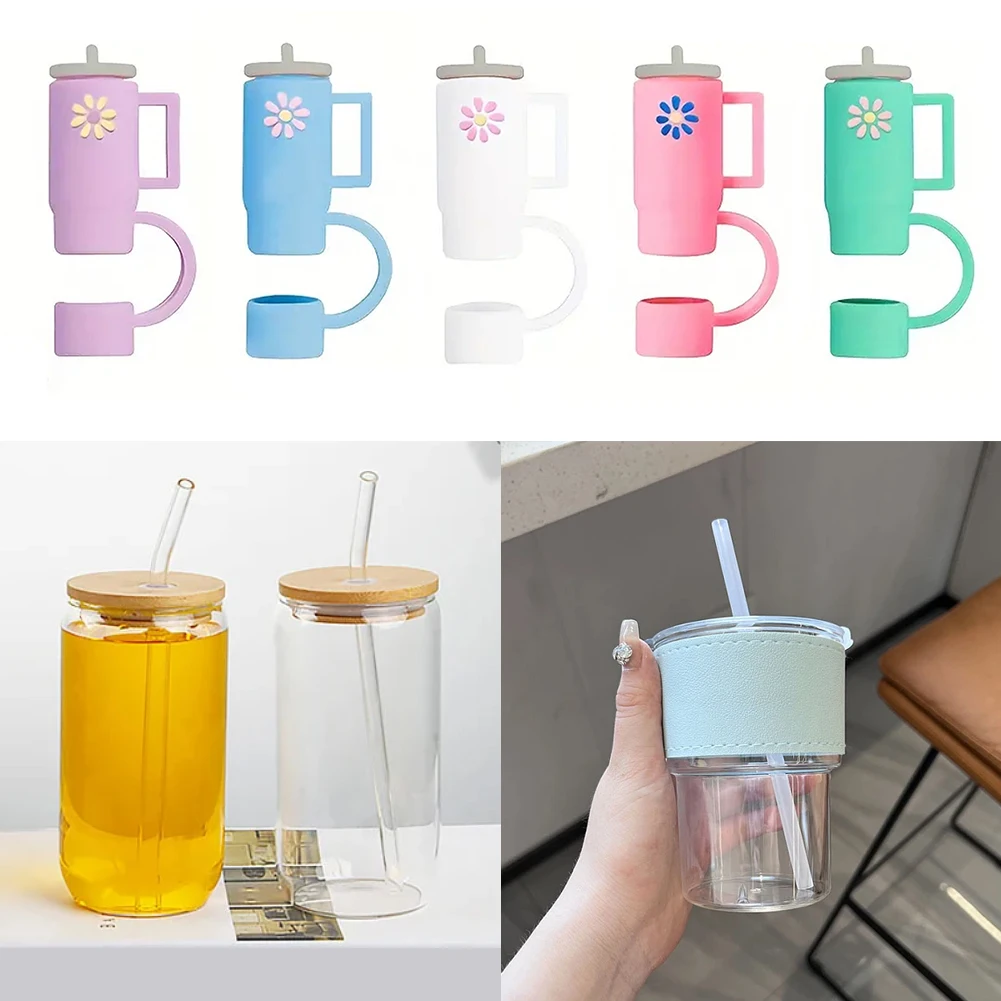 식품 등급 재사용 가능한 실리콘 빨대 커버 캡, 빨대 커버, 뚜껑 빨대 토퍼, 스탠리 30 및 40 Oz 컵에 적합, 10mm, 5 개