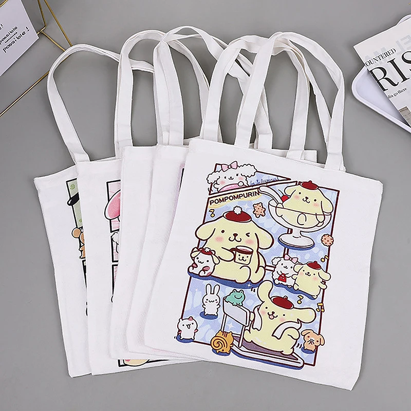 

Sanrio Kuromi Cinnamoroll понравико Холщовая Сумка кавайная аниме мультяшная милая сумка для студентов сумка для книг для покупок сумки для хранения подарки для девочек