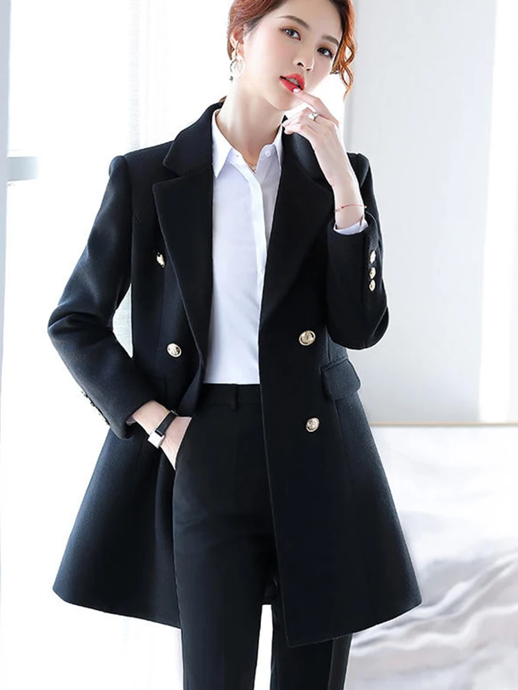 Women's Winter jacket Fashion Casual Long Coat Ladies Office Wear Winter Elegant Female Blazer Oversize