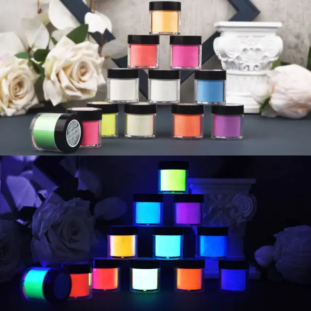 12 Üveg/Beállított Fény A Sötét Fényű Pigmentpartiban Diy Nem Mérgező Paint Nails Gyanta Smink Testfestés Dekoráció - Image 3