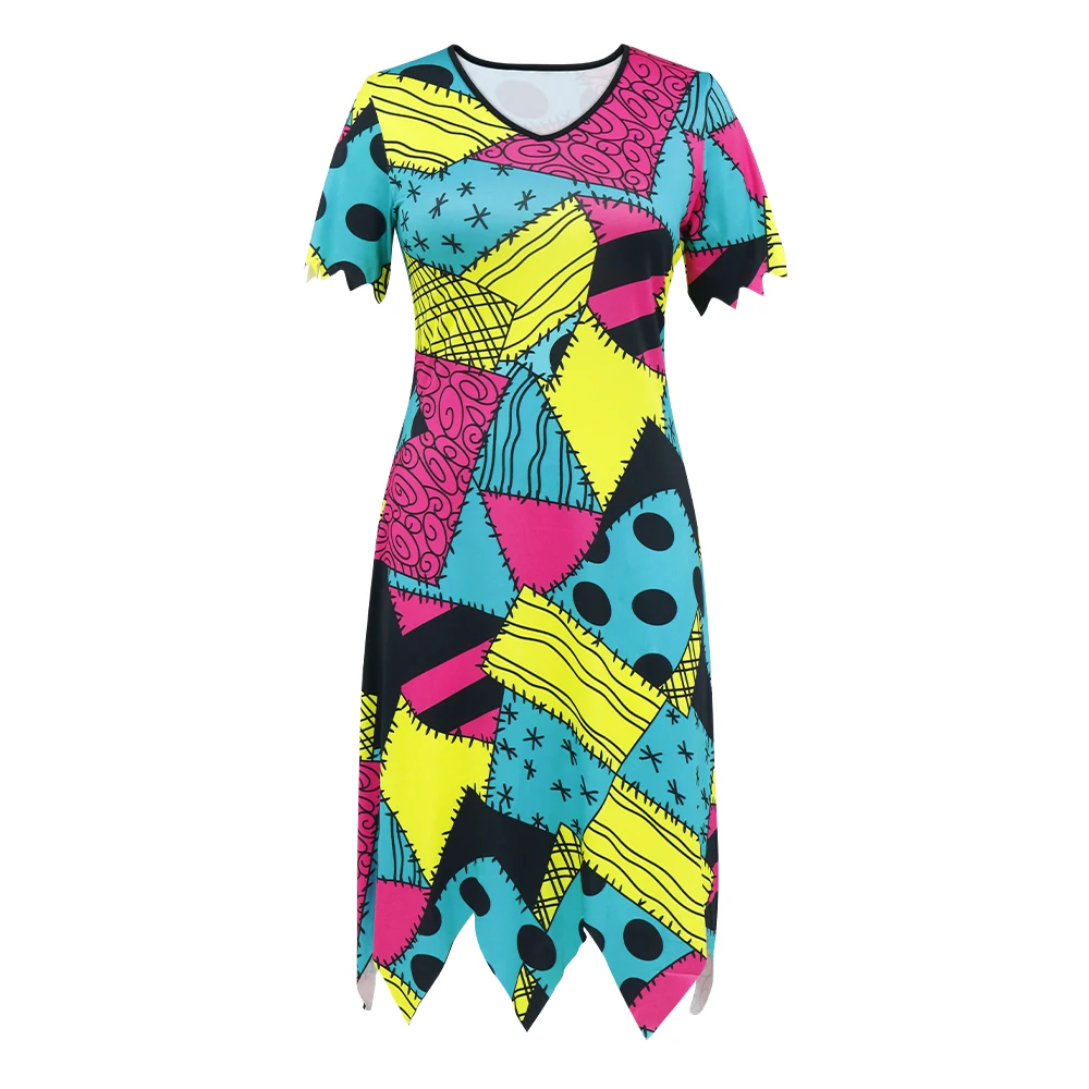 Zawaland Summer Dresses Women Fashion Casual Dress Halloween Costume Scary  Night Sally Movie Role Party Sexy Dresses Female