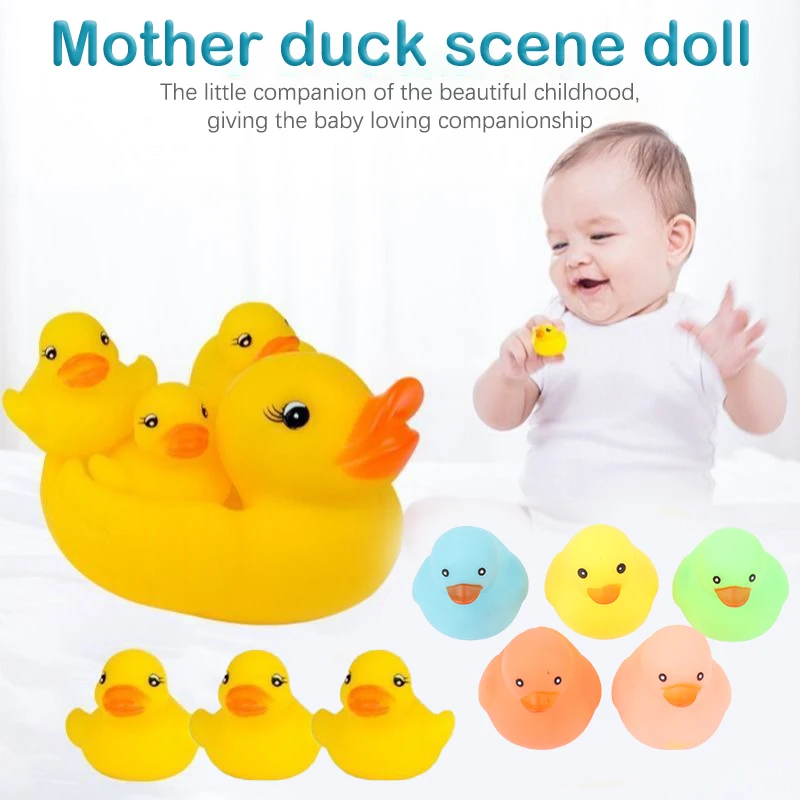 

1Set Yellow Duck Toys Sound Funny Baby Bath Toy Soft Ducky Floating Toy Swimming Pool Shower Water Toys