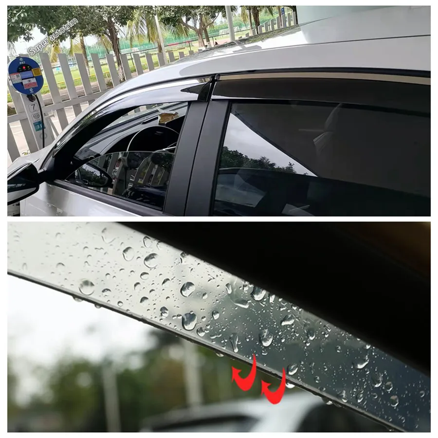 Lapetus Car Exterior Window Visors Awnings Wind Rain Deflector Guard Vent Cover 4PCS Fit For Kia Cerato Forte K3 -