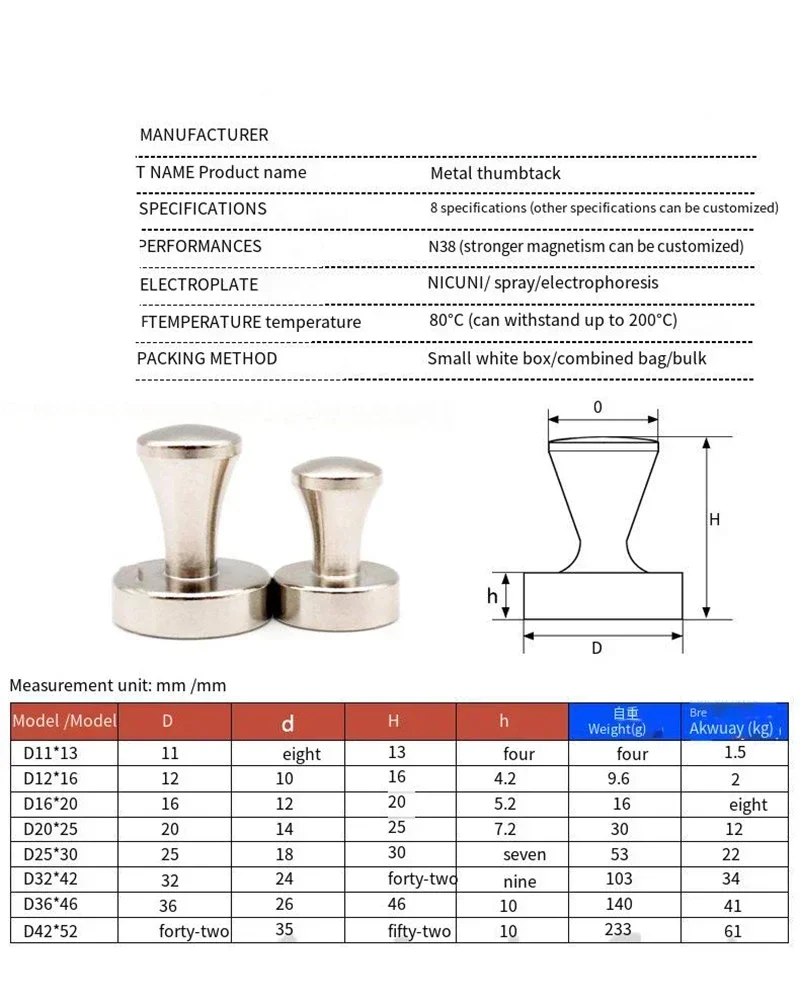 Neodymium Magnets Magnetic Push Pins n45 Refrigerator Magnets Magnetic Push Pins Neodymium Magnet Pins Magnetic Thumb Tacks Sucker for Whiteboard Fridge Kitchen