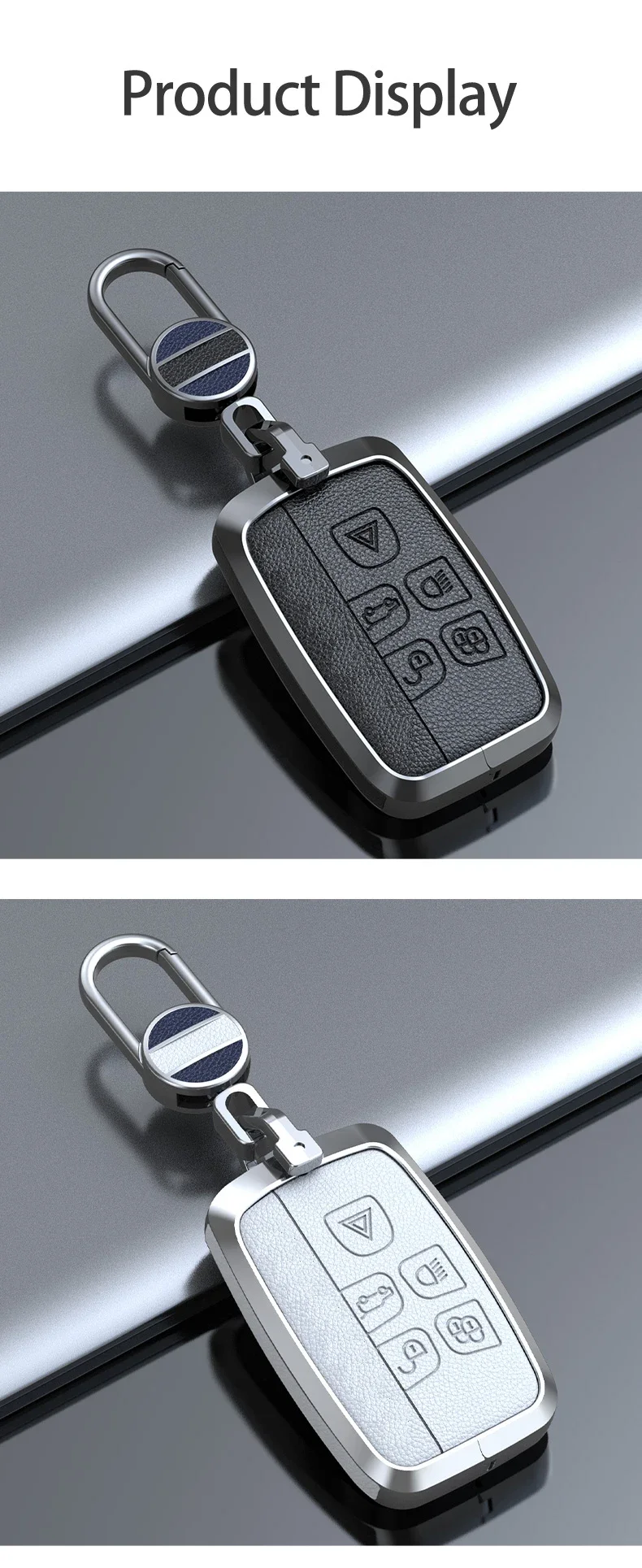 Zinklegierung Rindsleder Autoschlüsselhülle für Land Rover Range Rover Sport Velar Evoque Freelander2 Discovery Jaguar XF XJ XJL XE – Detail 8