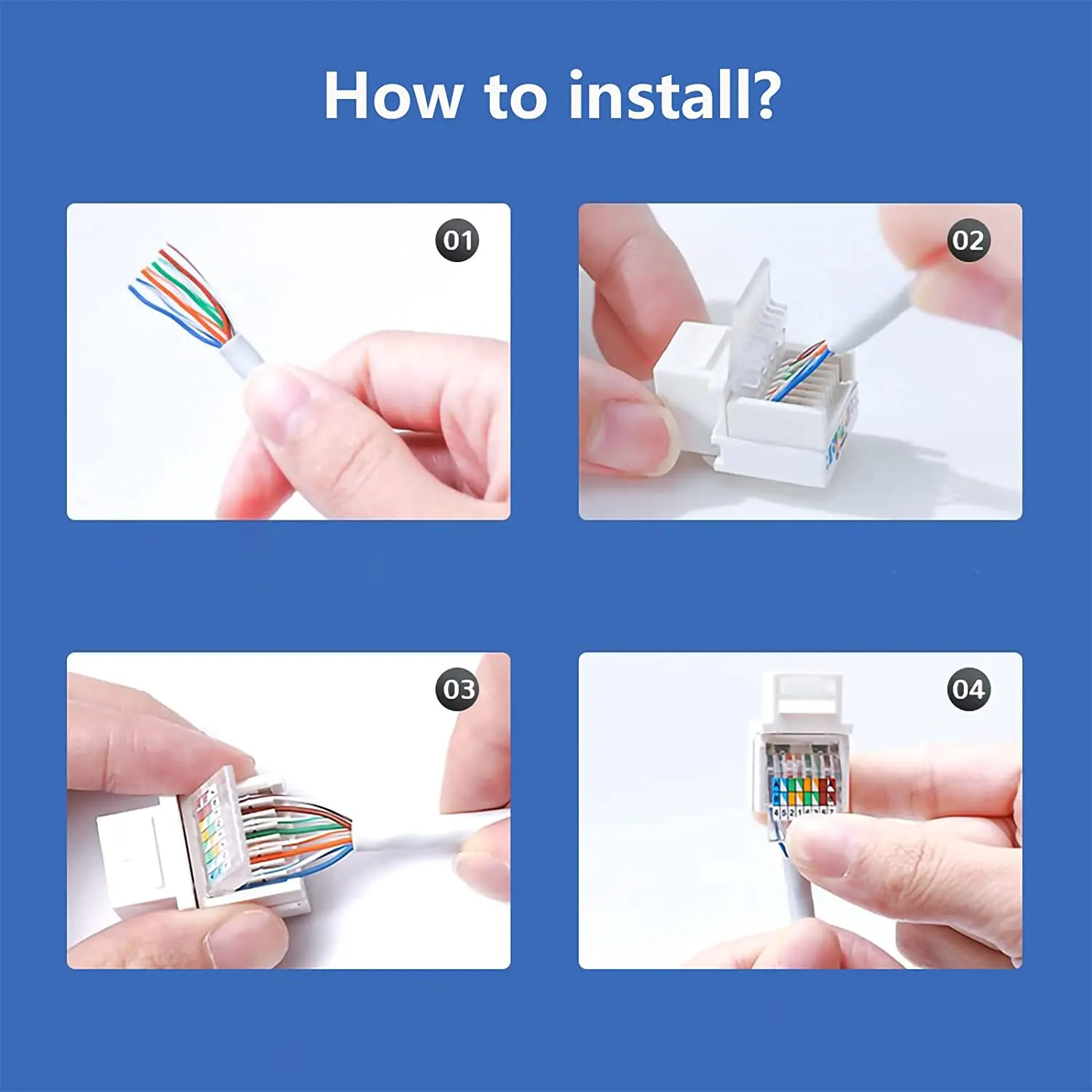 Punch Down, Adaptador de parede, Acoplador Branco, Cat6, RJ45, 10Pcs
