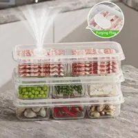 Boîte de rangement pour réfrigérateur, bac à légumes pour repas emballés, plastique de qualité alimentaire scellé, viande alimentaire, stockage réfrigéré à 2/3 compartiments 4