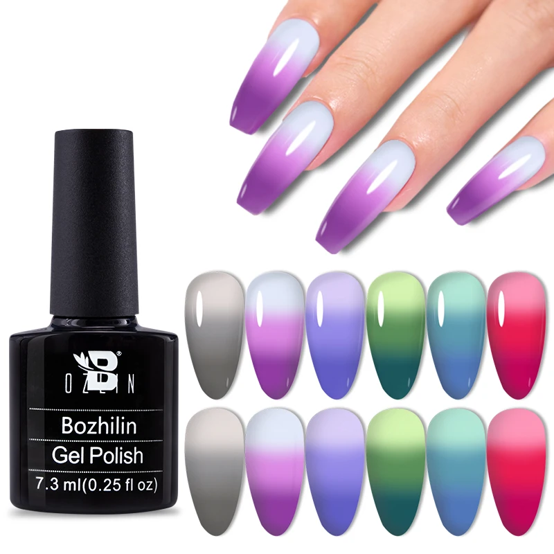 

BOZLIN 7.3ml Color Changing Thermal Gel Nail Polish Semi-permanent Nail Art Varnish Soak Off UV Gel Varnish DIY Design