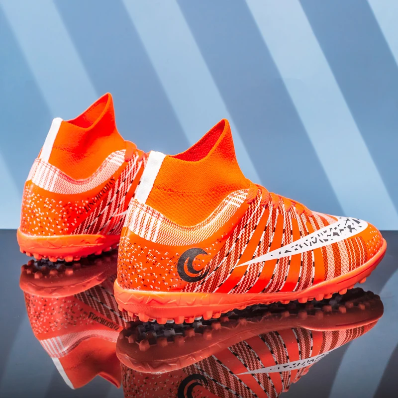 Adult Professional Soccer Shoes Non-Slip Long Spike Football Boots Young Kids High Ankle Cleats Grass Soccer Sneakers 36-44
