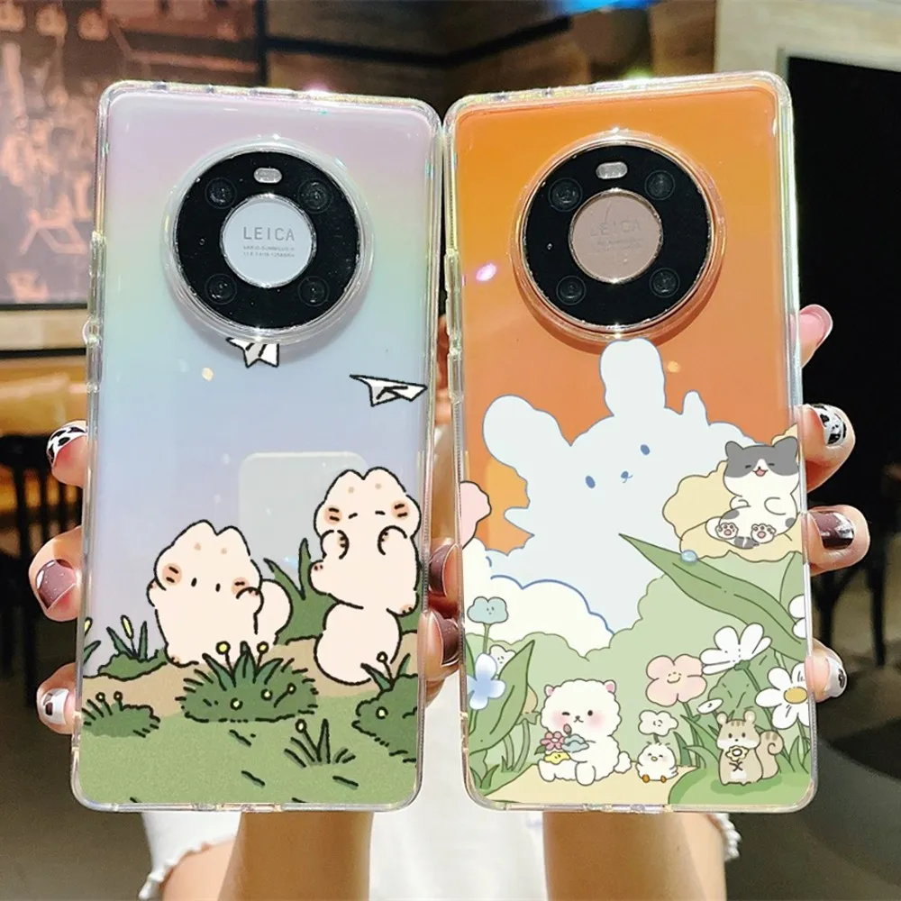 

Cute rabbit Phone Case for Samsung S10 20 22 23 A10 40 for Xiaomi10 Note10 for Huawei P50 20 Honor60 70