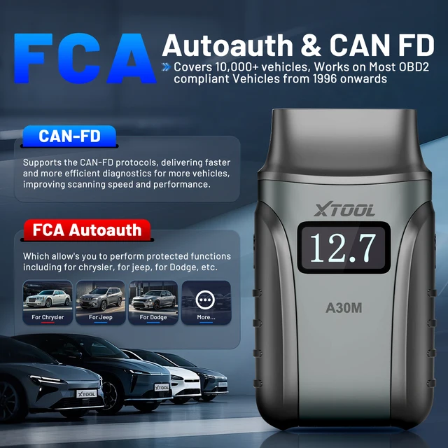 XTOOL Anyscan A30M OBD2 Bluetooth Scanner 23 Reset Functions All System Diagnostic Tool Active Test Lifetime Free Update CAN FD 5