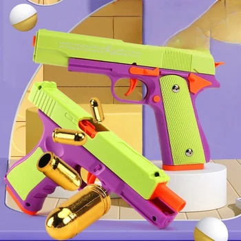 M1911 Toy Gun Shell Ejected Soft Bullet Pistol Manual with Bullets Multi Color Desert Eagle Blaster for Adults Kids Boys 1