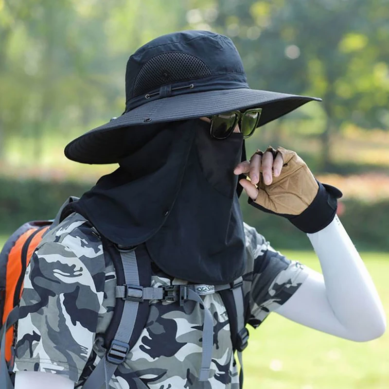 Description Picture 4 of itemOutdoor Summer Sun Hat with Detachable Face Mask Breathable Mesh Fishing Cap with Neck Flap for Hiking/Fishing