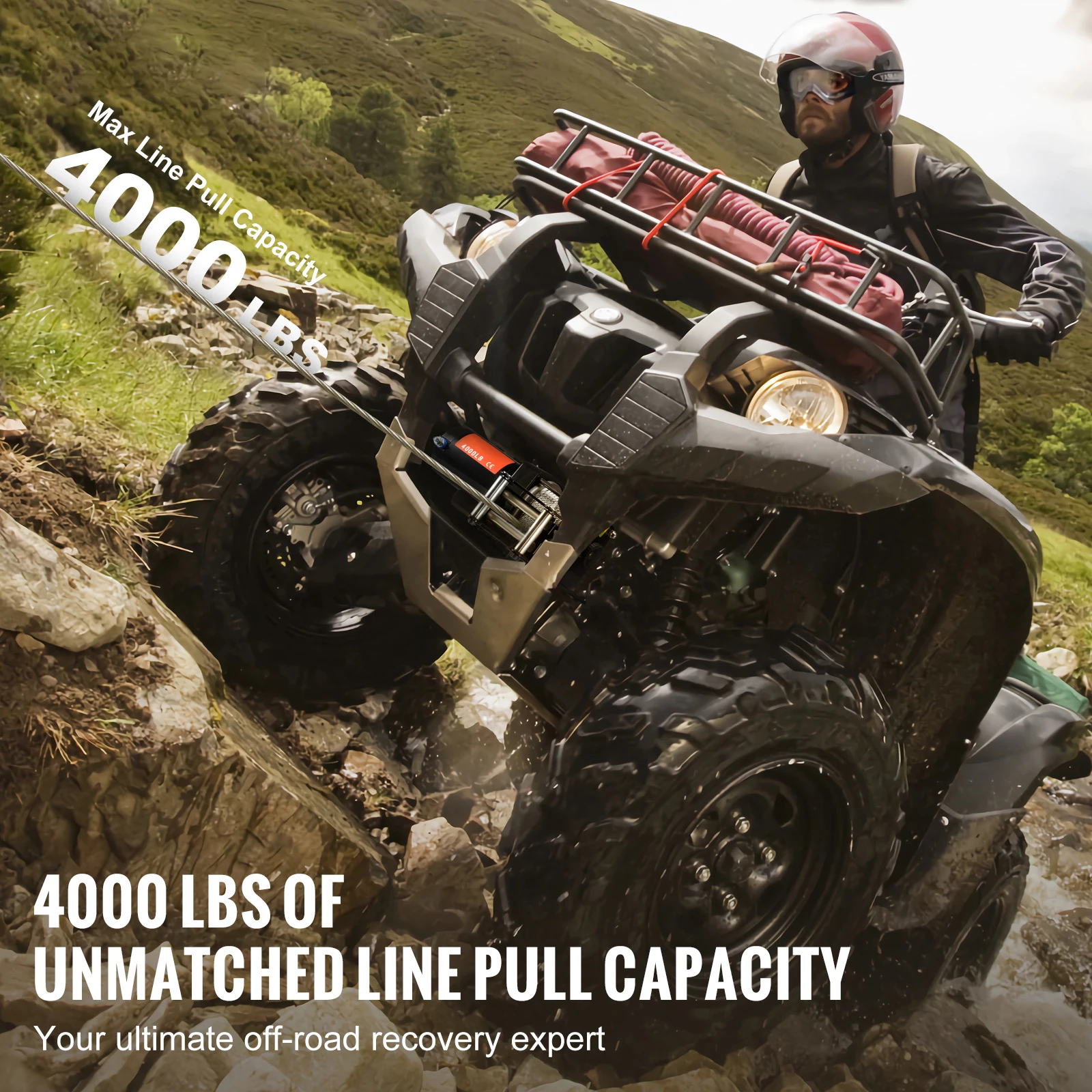 4000lbs Electric Winch with 39ft 7 Strands Steel Cable Wireless & Wired Remote Control ATV/UTV Winch for Truck Towing electric winch