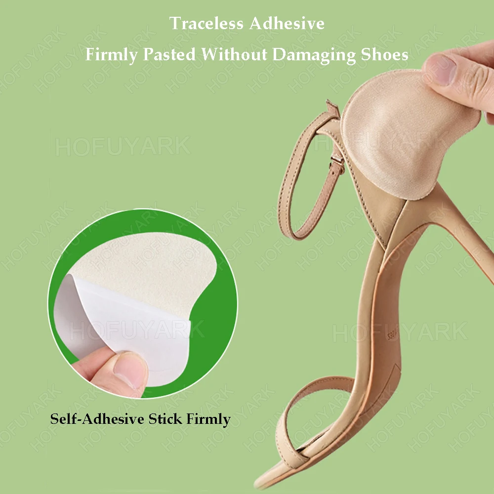 4pcs Sponge Forefoot Insert Pads for Man Slippers Woman High Heels Sandals Pain Relief Non-Slip Foot Pads for Shoes Too Big