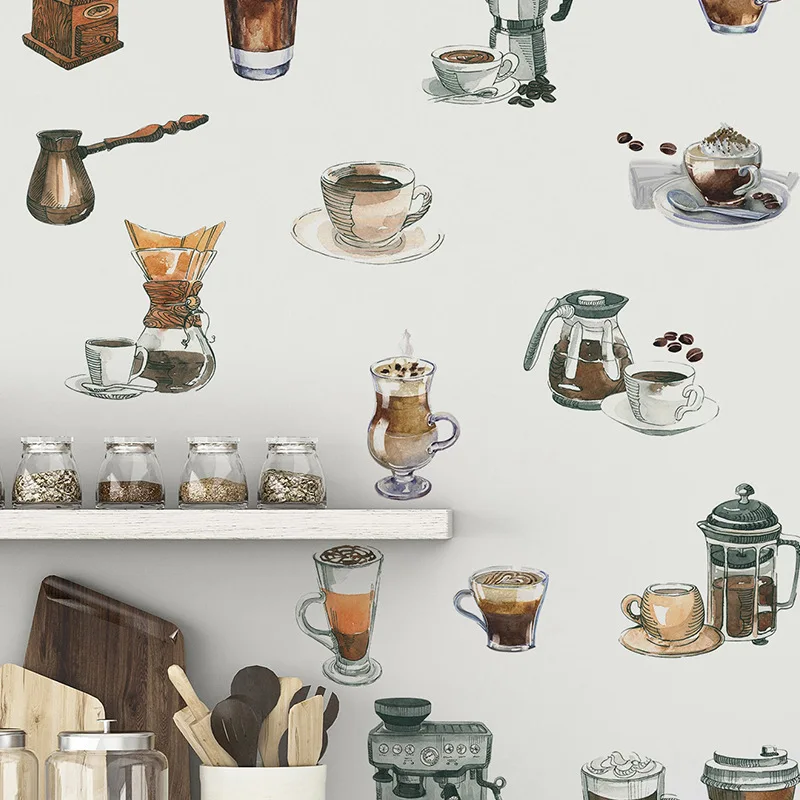 Creative Post Coffee Cup DIY Kitchen Cafe Background Landscaping Decorative Wall Stickers Living Room Decoration wall stickers