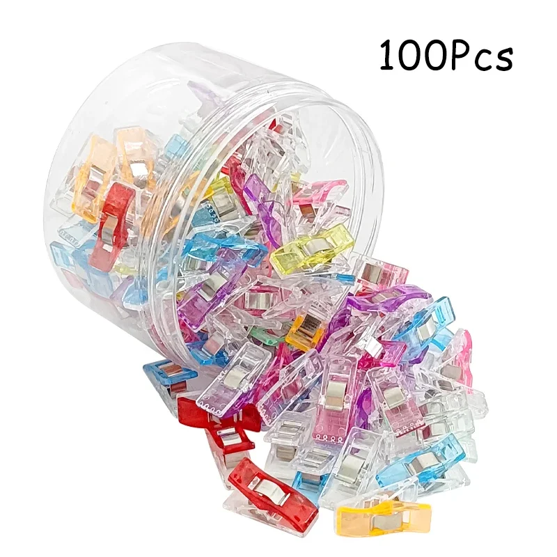 100pcs Fabric Sewing Clips with Box Quilting Binding Clamp Craft Supplies,  Pink