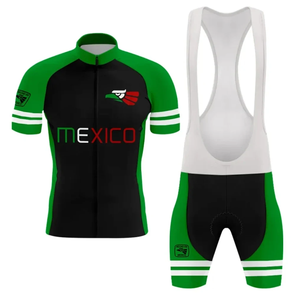 

Men Mexico Cycling Jersey Set Bib Shorts Suit Bicycle Wear MTB Downhill Road Bike Kits Clothing