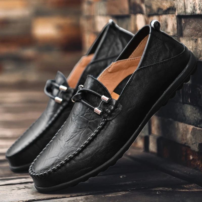 Spring Autumn Large Size 47 Men British Leather Shoes Designer Loafers Moccasins Men Soft Flats Driving Shoes Men's Formal