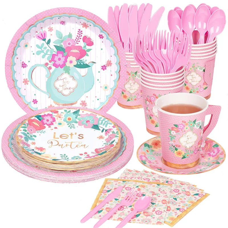 TeaTimePartyDecorationTablewarePaperTeaTimePlateFlowerPlate