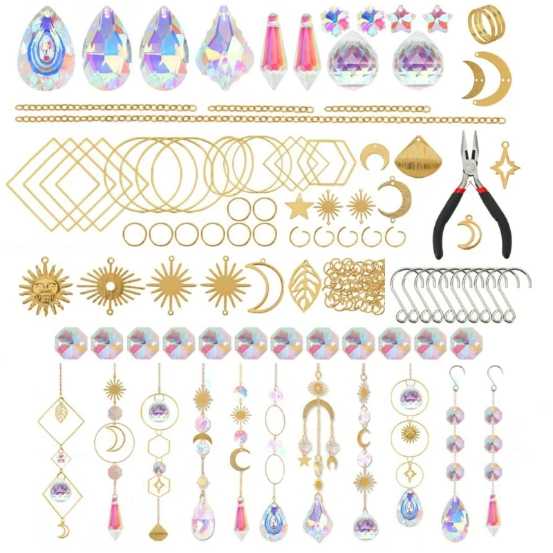 Pack of 200 Suncatchers Craft Set Sun Catchers Craft Set Hooks Chain Crystal Pendant Sun Catchers Garden Window sun catcher crystal pendant sun catchers