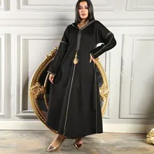 

Eid Mubarak Black Suede Kaftan Abaya Dubai 2022 Turkey Muslim Fashion Hijab Dress Islam Abayas for Women Jalabiya Djellaba Femme