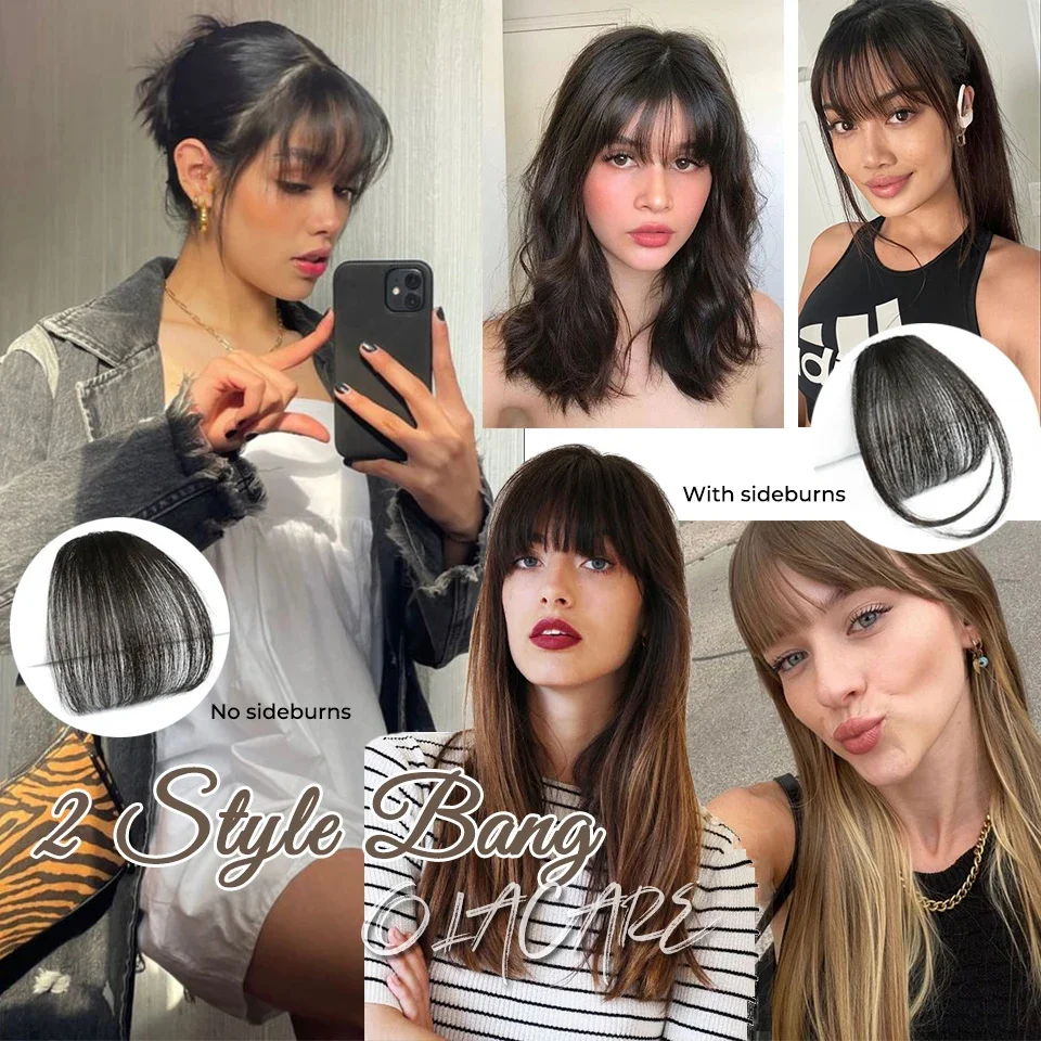 Synthetic Brown Clip In Hair Bangs For Women