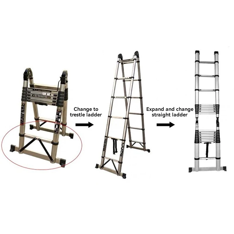Stainless Steel Telescopic Ladder Multi Home Use Herringbone Ladder Portable Folding Bamboo Lifting Step