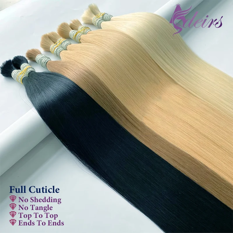 ADEIRS High Quality Bulk Hair Extensions Human Hair 100% Real Natural Hair Black Brown Blonde 613 Color 16-24inch for salon 3