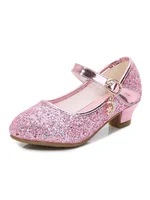 Girls 7 color High Heels For Kids Princess RED Leather Shoe Footwear Children's Party Wedding Shoes Round Toe 1-3CM 1