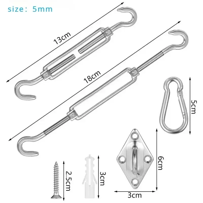 Description Picture 5 of itemHook Diamond Buckle Tensioner Sunshade Net Flower Basket Screw Stainless Steel Four Corner Sunshade Sail Accessory Spring
