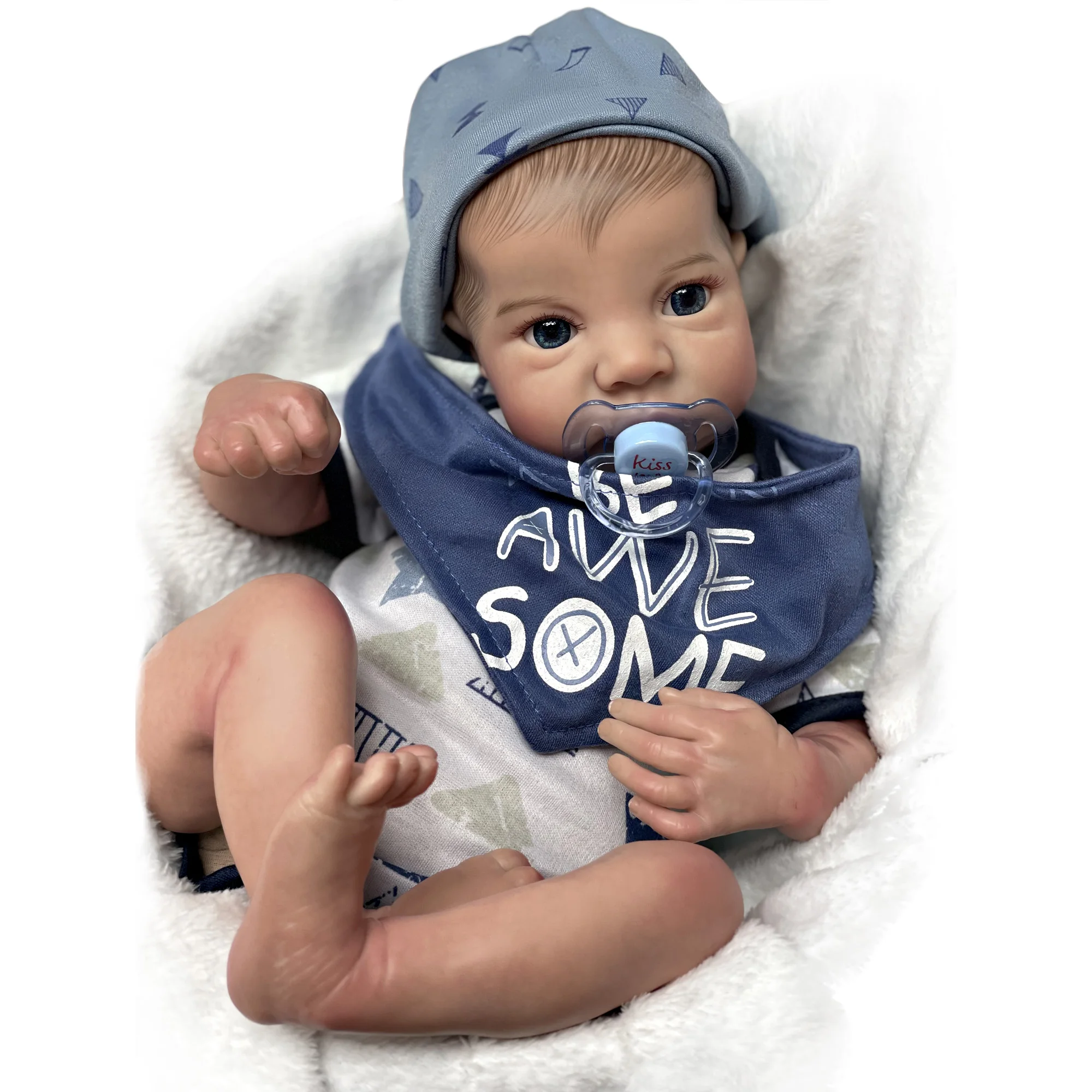 

19 Inch Painted Levi Open Eyes Boy Bebe Reborn Doll Toy Handmade Soft Vinyl реборн мальчик bebes reborn