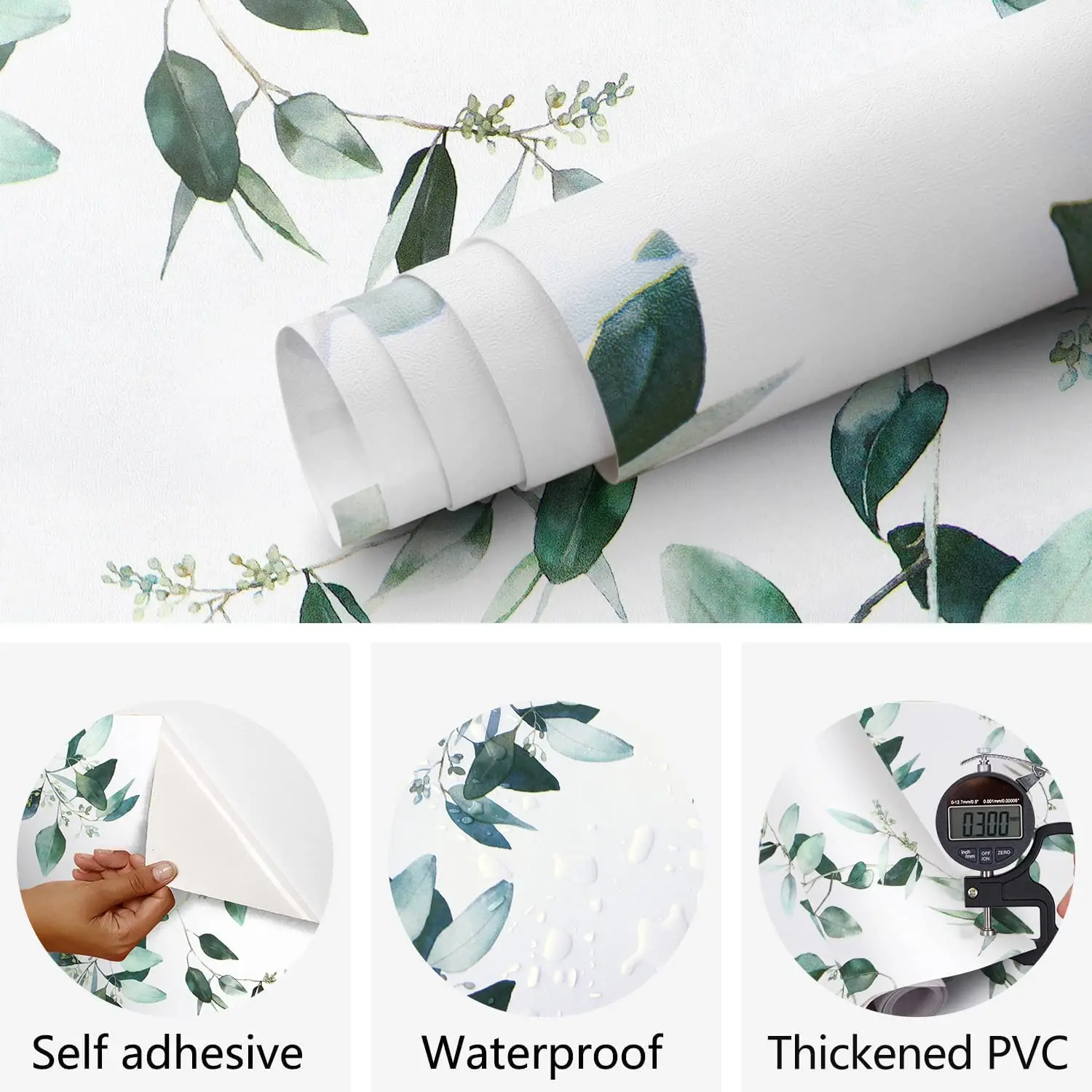 Green Peel and Stick Wallpaper Plant Wallpaper Eucalyptus Leaf Self Adhesive Wall Paper Vinyl Removable Contact Paper for Wall - Image 6