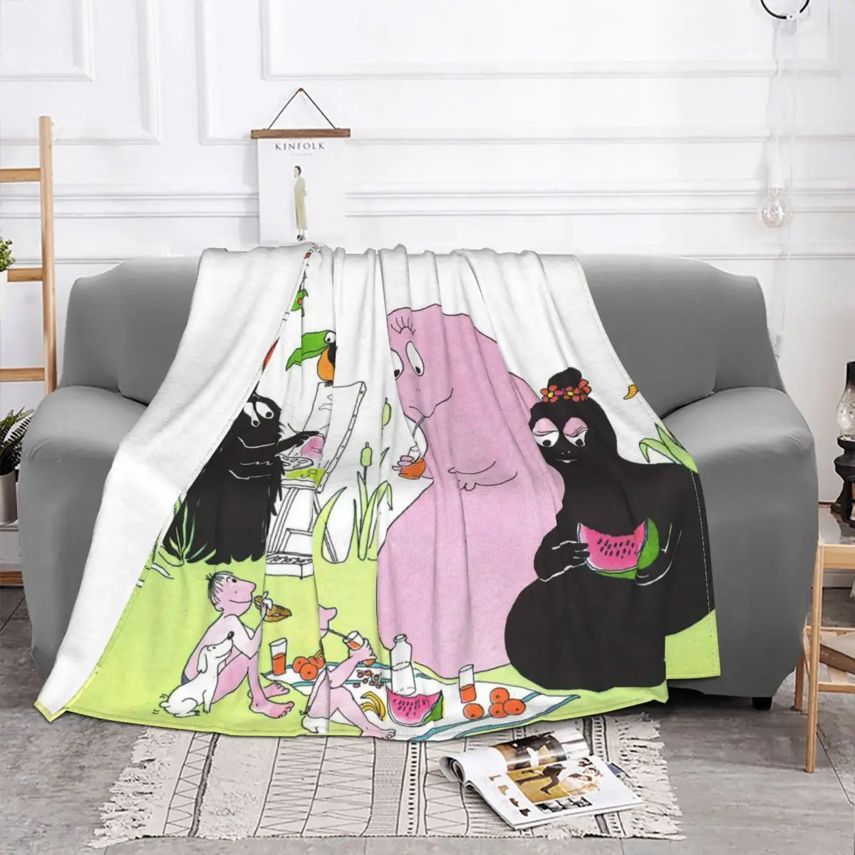 

Одеяла Les barbapпа Barbamama, флисовые весенне-осенние Семейные милые Мультяшные теплые одеяла для дивана, офисный ковер