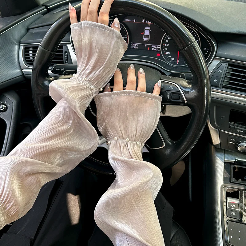 Manches fines en diamant pour femmes et filles, protection solaire de conduite, bras à manches longues, couleur unie, pour l'extérieur, nouvelle collection été