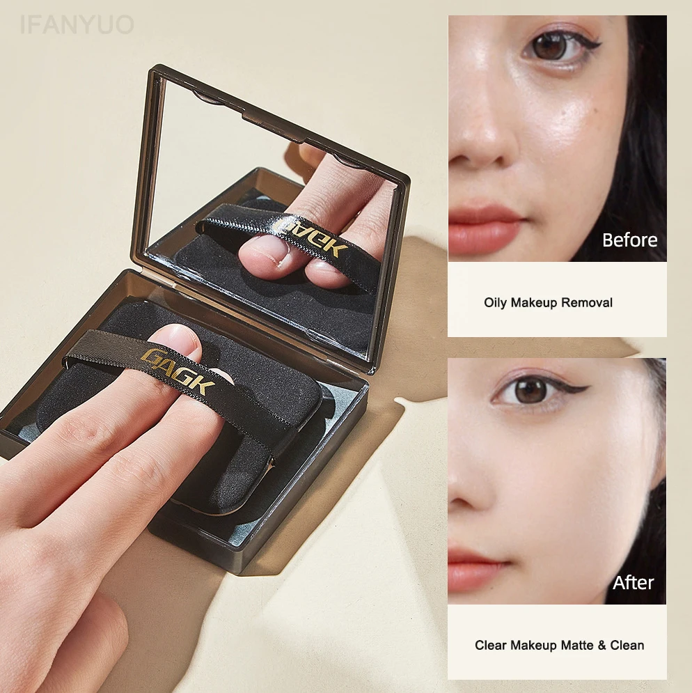 Facial Oil Control Special Blotting Paper Convenient Bamboo Charcoal Oil Absorption Refreshing with Mirror Puff Blotting Sheets