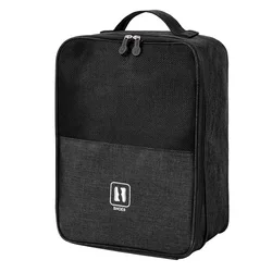 Compact Travel Shoe and Accessory Organizer Bag (BLACK  double - layer)