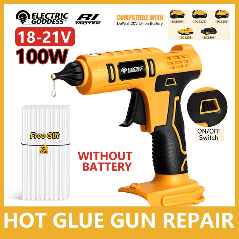 Cordless Hot Melt Glue Gun Repair DIY Tool w/Battery and 12 Stick For  Makita 21V